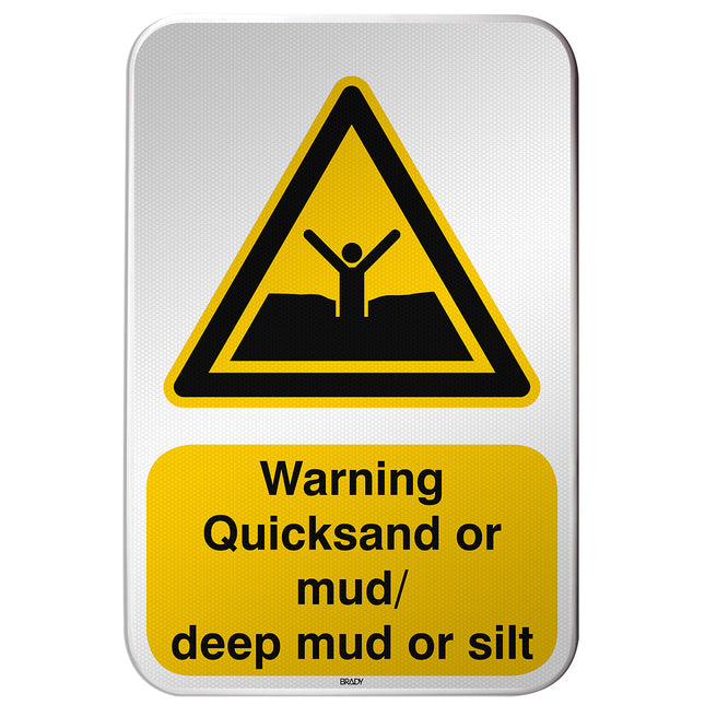 ISO Safety Sign  Warning Quicksand or mud deep mud or silt