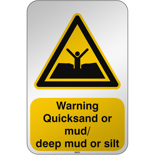 ISO Safety Sign  Warning Quicksand or mud deep mud or silt