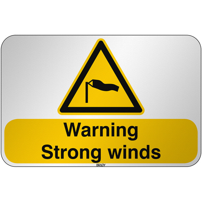 ISO Safety Sign  Warning Strong winds