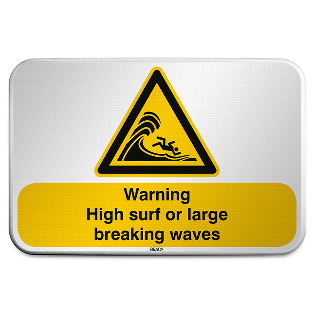 ISO Safety Sign  Warning High surf or large breaking waves