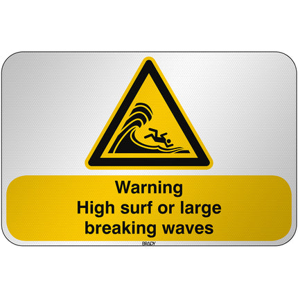 ISO Safety Sign  Warning High surf or large breaking waves