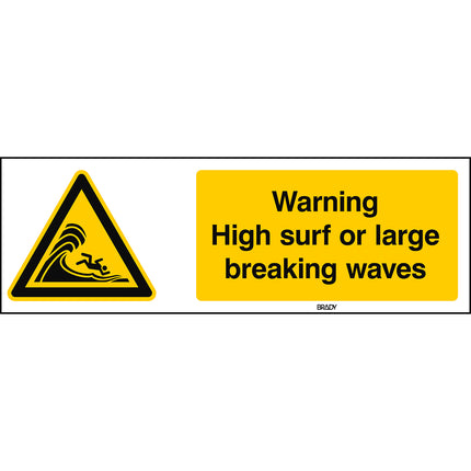 ISO Safety Sign  Warning High surf or large breaking waves