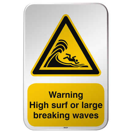 ISO Safety Sign  Warning High surf or large breaking waves