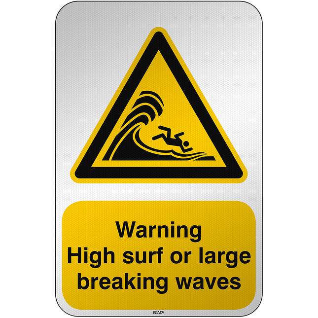 ISO Safety Sign  Warning High surf or large breaking waves