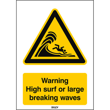 ISO Safety Sign  Warning High surf or large breaking waves