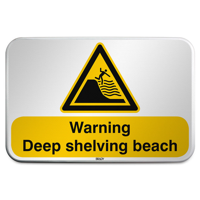 ISO Safety Sign  Warning Deep shelving beach