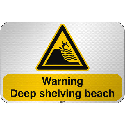 ISO Safety Sign  Warning Deep shelving beach
