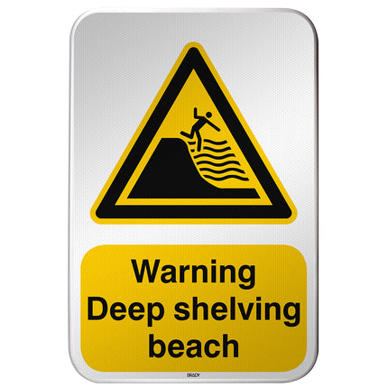 ISO Safety Sign  Warning Deep shelving beach