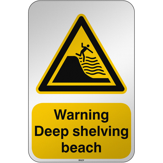 ISO Safety Sign  Warning Deep shelving beach