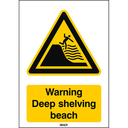 ISO Safety Sign  Warning Deep shelving beach