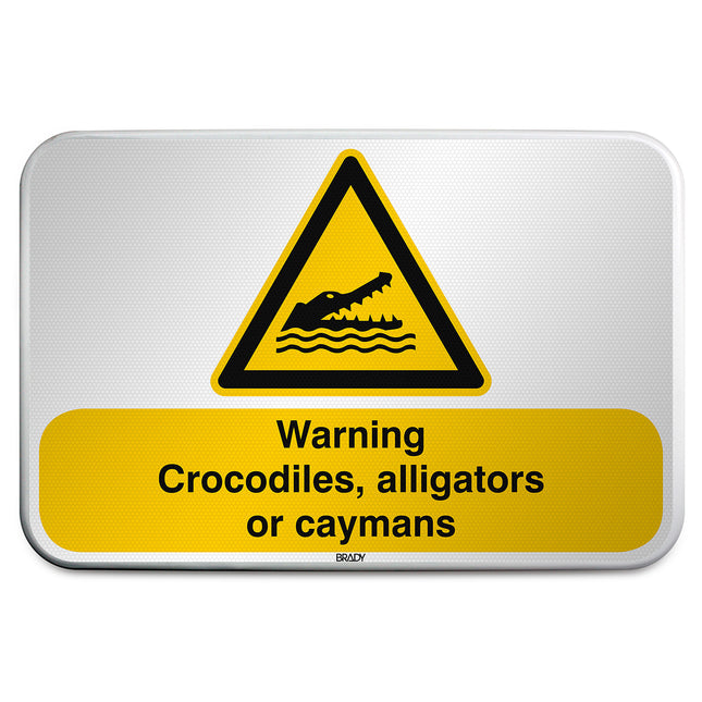 ISO Safety Sign  Warning Crocodiles alligators or caymans