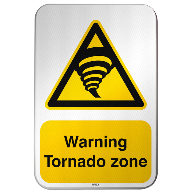ISO Safety Sign  Warning Tornado zone