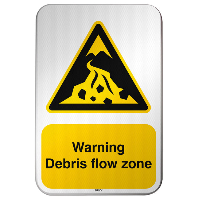 ISO Safety Sign  Warning Debris flow zone