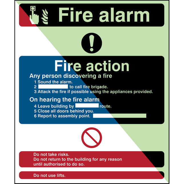 Glowinthedark safety sign
