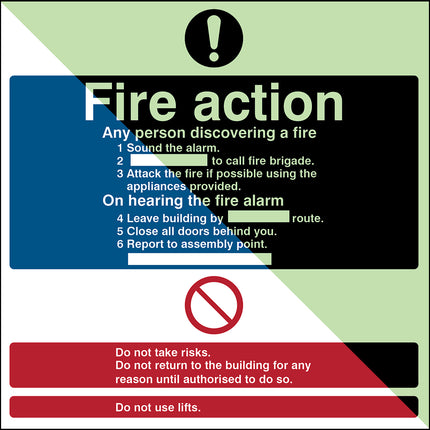 Glowinthedark safety sign