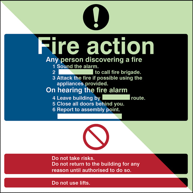 Glowinthedark safety sign