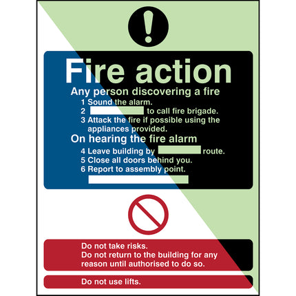 Glowinthedark safety sign