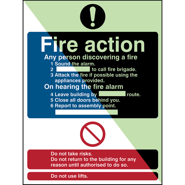 Glowinthedark safety sign