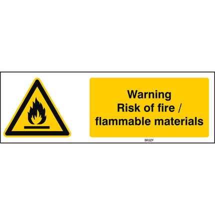 ISO Safety Sign  Warning Risk of fire flammable materials