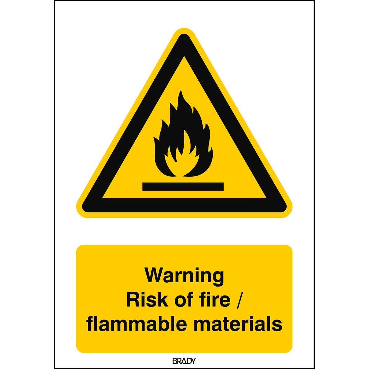 ISO Safety Sign - Warning, Risk of fire, flammable materials – TOOLMART