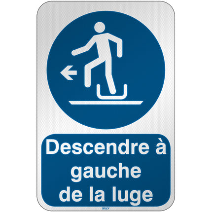 ISO Safety Sign  Alighting from toboggan to the left