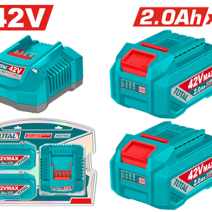 Total Tools 42V 2Ah Lithium Battery 2-Piece Set with Charger