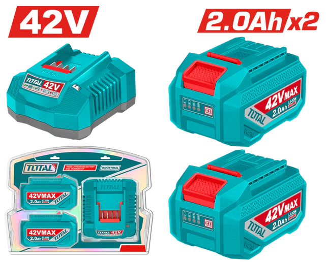 Total Tools 42V 2Ah Lithium Battery 2-Piece Set with Charger