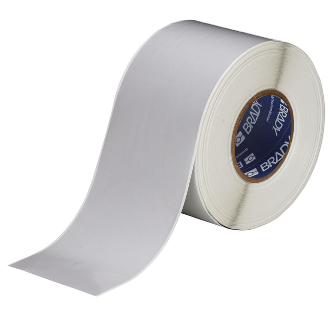 76 mm Core Continuous Satin Silver Polyester with Rubber Adhesive Labels