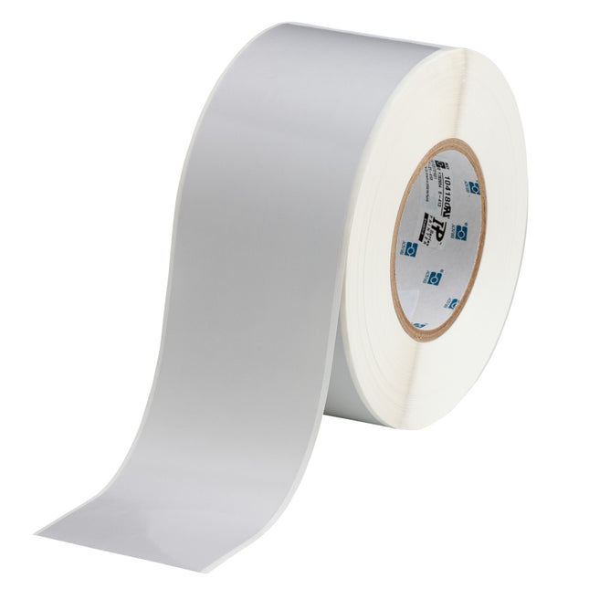 76 mm Core Continuous Satin Silver Polyester with Rubber Adhesive Labels