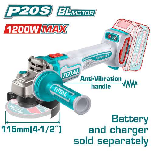 Total Tools Cordless Angle Grinder 20V Brushless TAGLI212025
