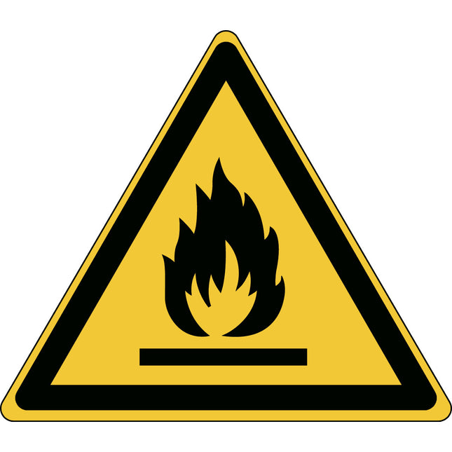 ISO Safety Sign  Warning Risk of fire flammable materials