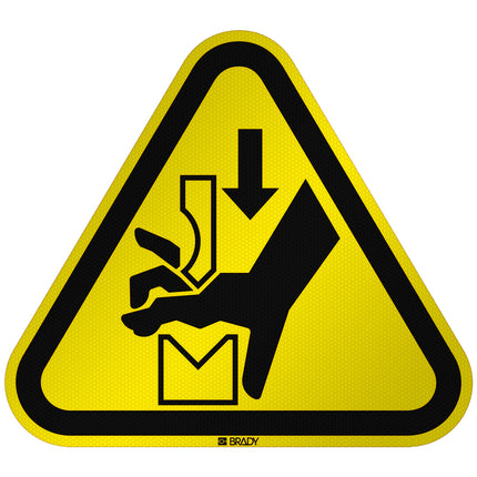ISO Safety Sign  Warning Hand crushing between press brake tool
