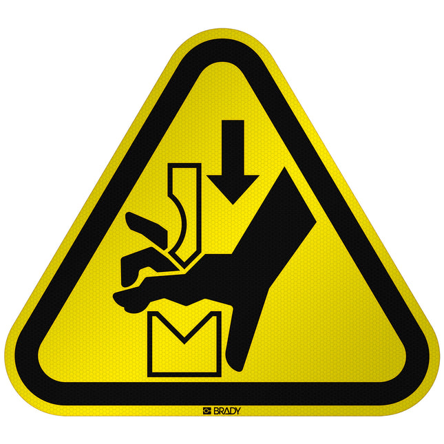 ISO Safety Sign  Warning Hand crushing between press brake tool