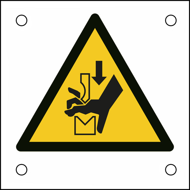ISO Safety Sign  Warning Hand crushing between press brake tool