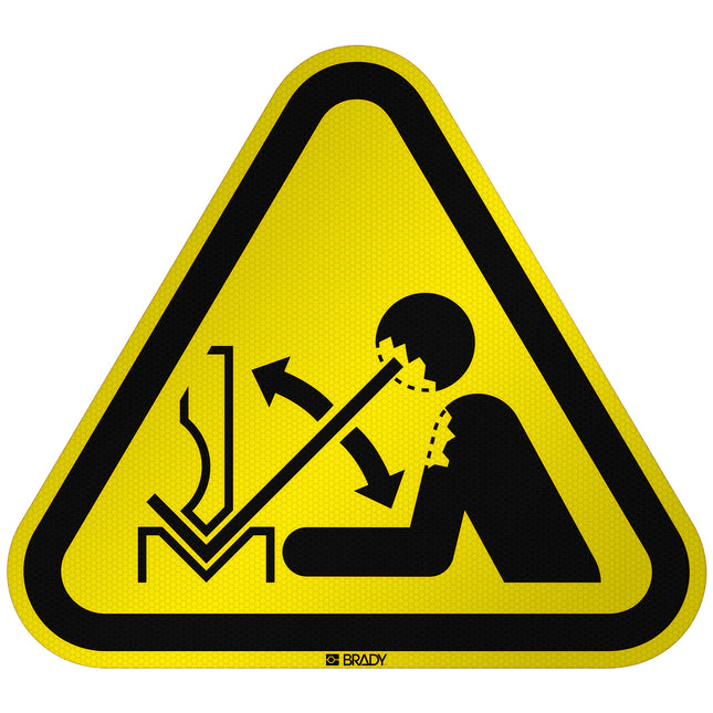 ISO Safety Sign  Warning Rapid movement of workpiece in press brake