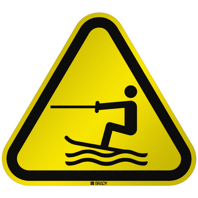 ISO Safety Sign  Warning Towed water activity area