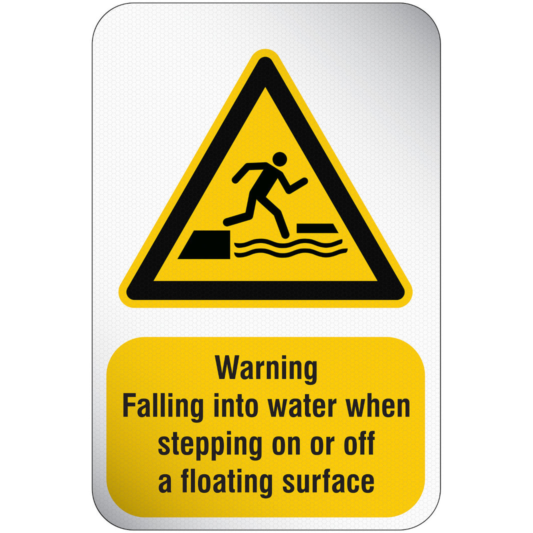 Missisuaga Floating Warning Sign علامة السلامة ISO - تحذير؛ السقوط في الماء عند الصعود أو النزول من سطح ...