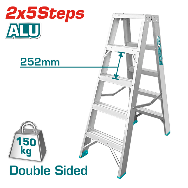 THLAD01051Total Toolsسلم المنيوم مزدوج 5 درجات من توتال