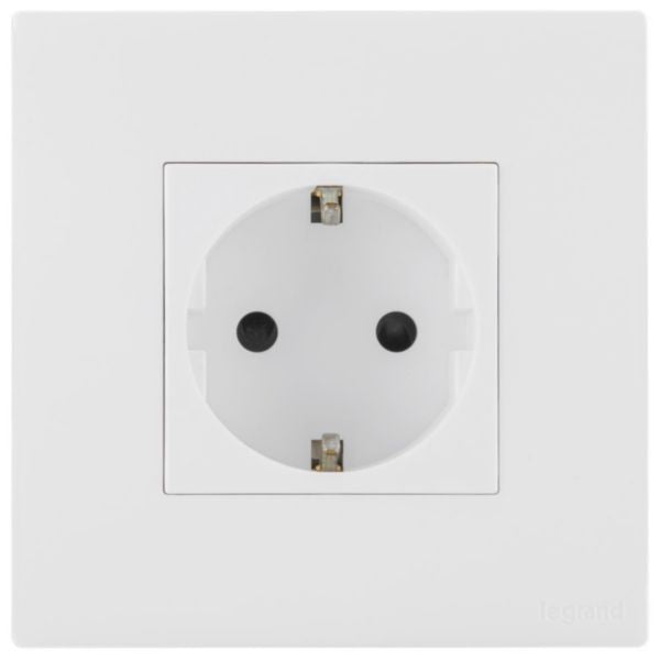 MEC31050WHLegrandمقبس ألماني أوبريا أحادي 16 أمبير قطبين مع أرضي لون أبيض مات