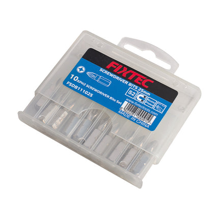 FSDB111025Fixtecمجموعة بت مفك البراغي FIXTEC 25 مم PH2 مطلي بالنيكل 10 قطع