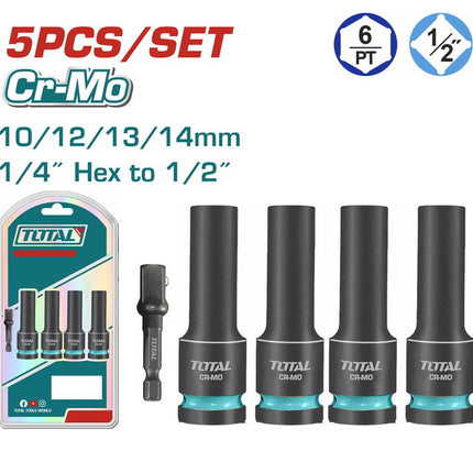 THKISD12052LTotal Toolsمجموعة مقابس التأثير العميقة TOTAL 5 قطع 1/2 بوصة THKISD12052L