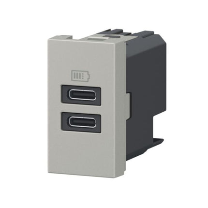 077681LLegrandموزاييك وحدة مقبس USB منفذين C+C 3A 15W ألومنيوم