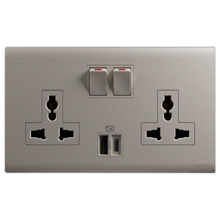 MEC33077CHLegrandمقبس أوبريا ثنائي المجموعة 16A متعدد المعايير مع USB A+C 27W لون شمبانيا