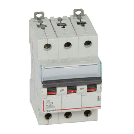 409260Legrandقاطع الدائرة الكهربائية ليجراند DX3 ثلاثي الأقطاب 63 أمبير منحنى C