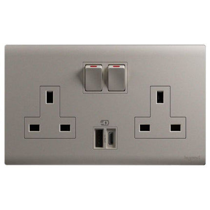 MEC33076CHLegrandأوبريا مقبس تبديل ثنائي BS 13A مع USB A+C 27W ذهبي