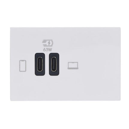 077673LLegrandشاحن موزاييك USB 3 وحدات 63 واط Type-C توصيل الطاقة أبيض