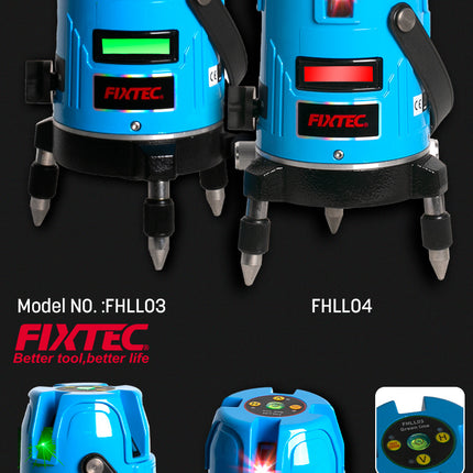 FHLL04Fixtecمستوى الليزر الأحمر FIXTEC 5 خطوط 8 نقاط 15 متر