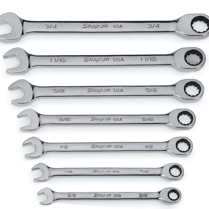 SOXR707ASnap-Onمجموعة مفاتيح ربط مركبة برافعة غير قابلة للعكس SAE بـ 7 قطع Flank Drive Plus