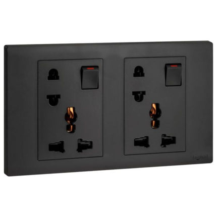 MEC32054BLLegrandمقبس أوبريا ثنائي 16A متعدد المعايير يورو-أمريكي مع مفتاح مات أسود