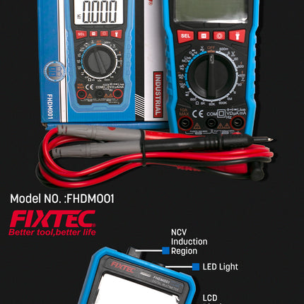 FHDM001Fixtecجهاز قياس رقمي فيكستك FHDM001 بإيقاف تلقائي وإضاءة خلفية
